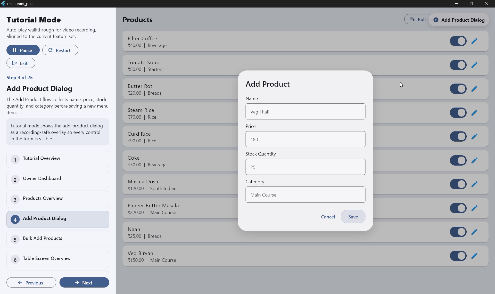 Add Product Dialog
